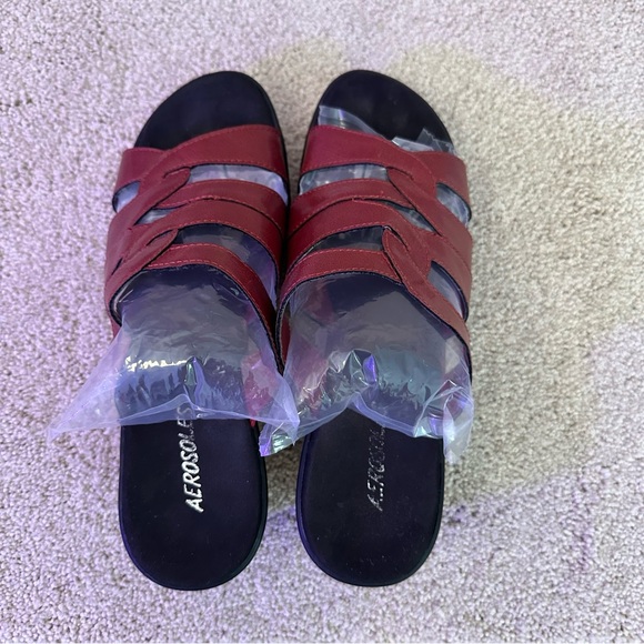 Women's Red Wedge Sandals - Picture 2 of 6